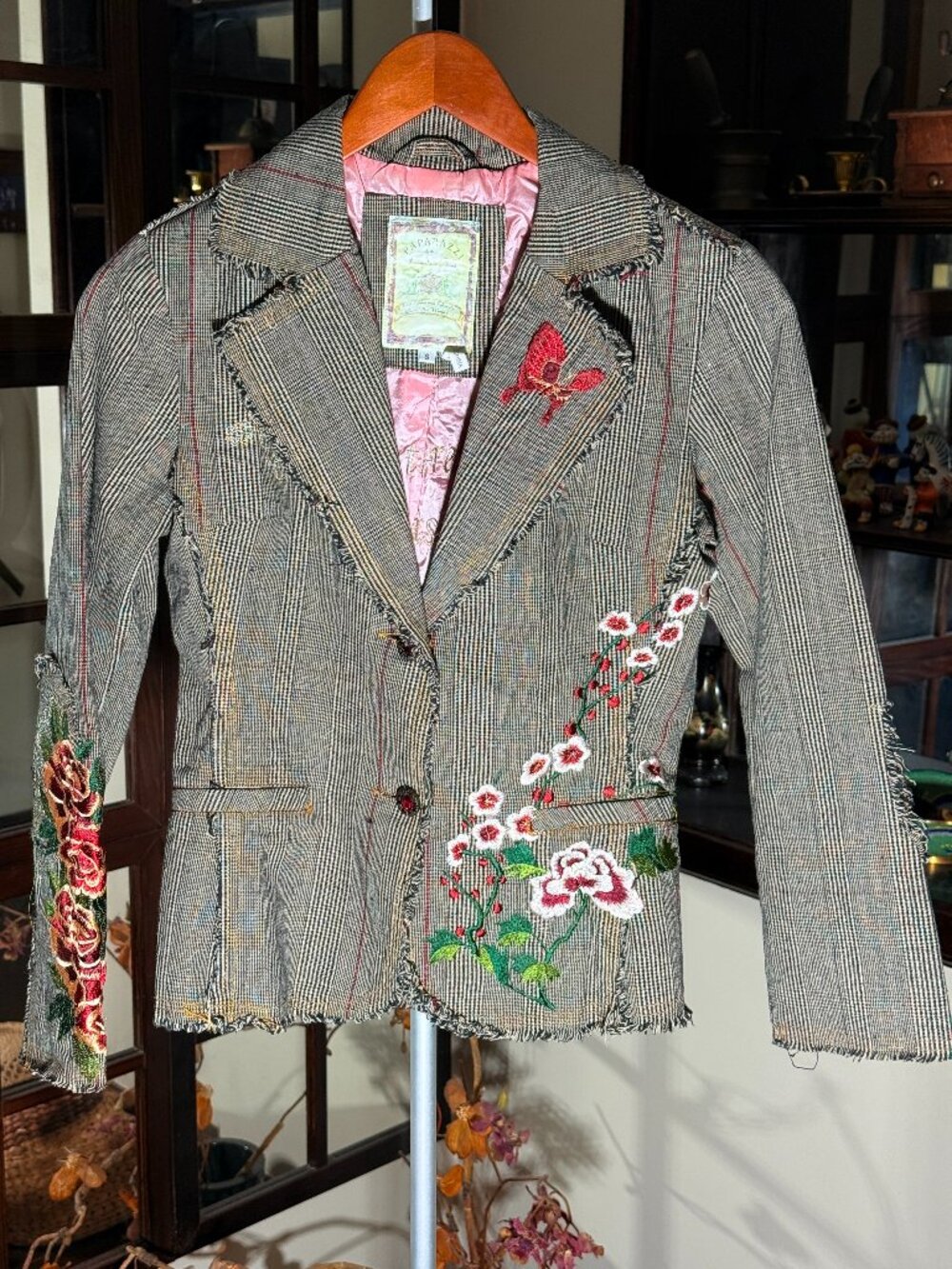 Paparazzi Jacket Women's Blazer Embroidered Boho Cottagecore Buttons Sz S NEW